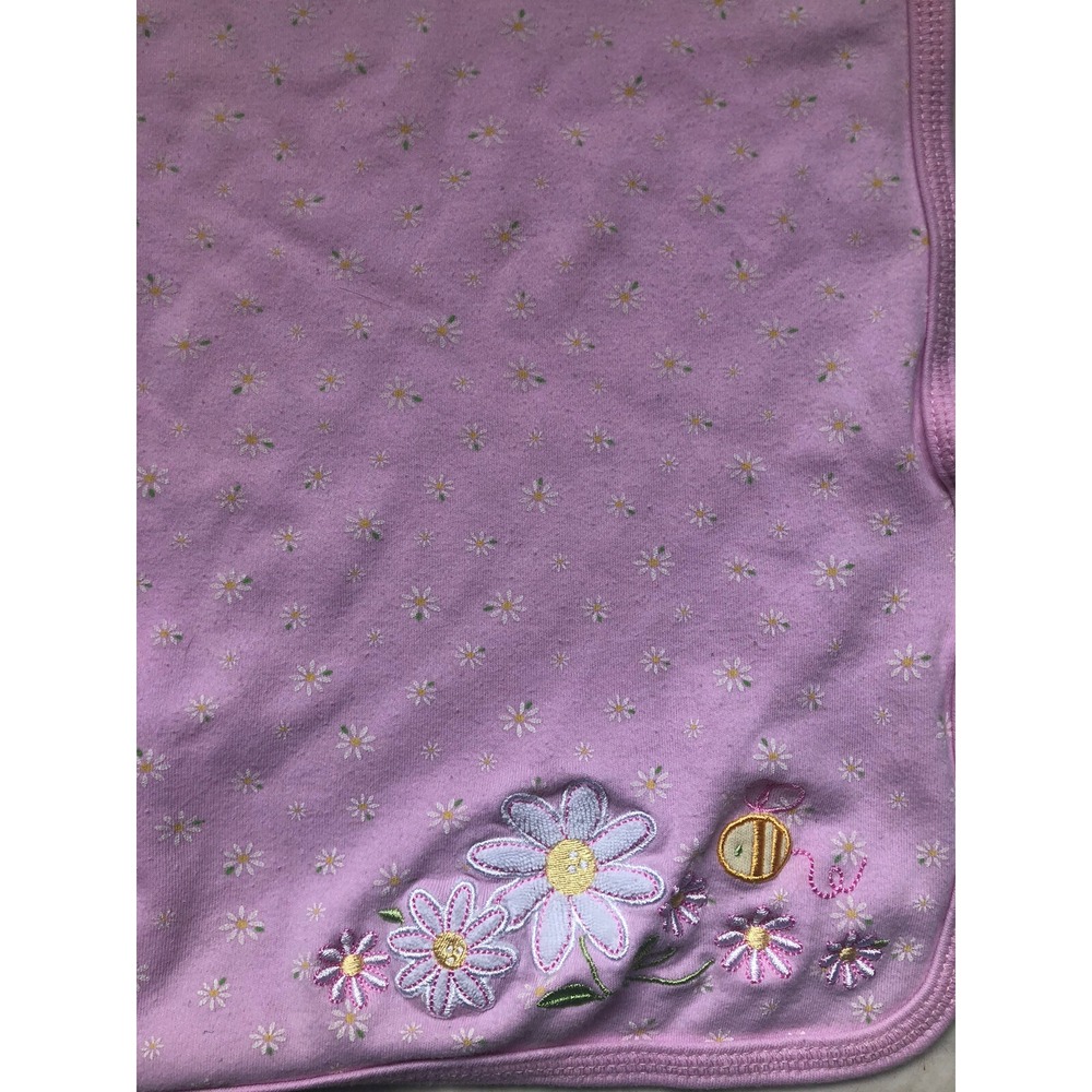 Carter's Just One You Pink Daisy Applique' Baby Swaddle Blanket Cotton Soft
